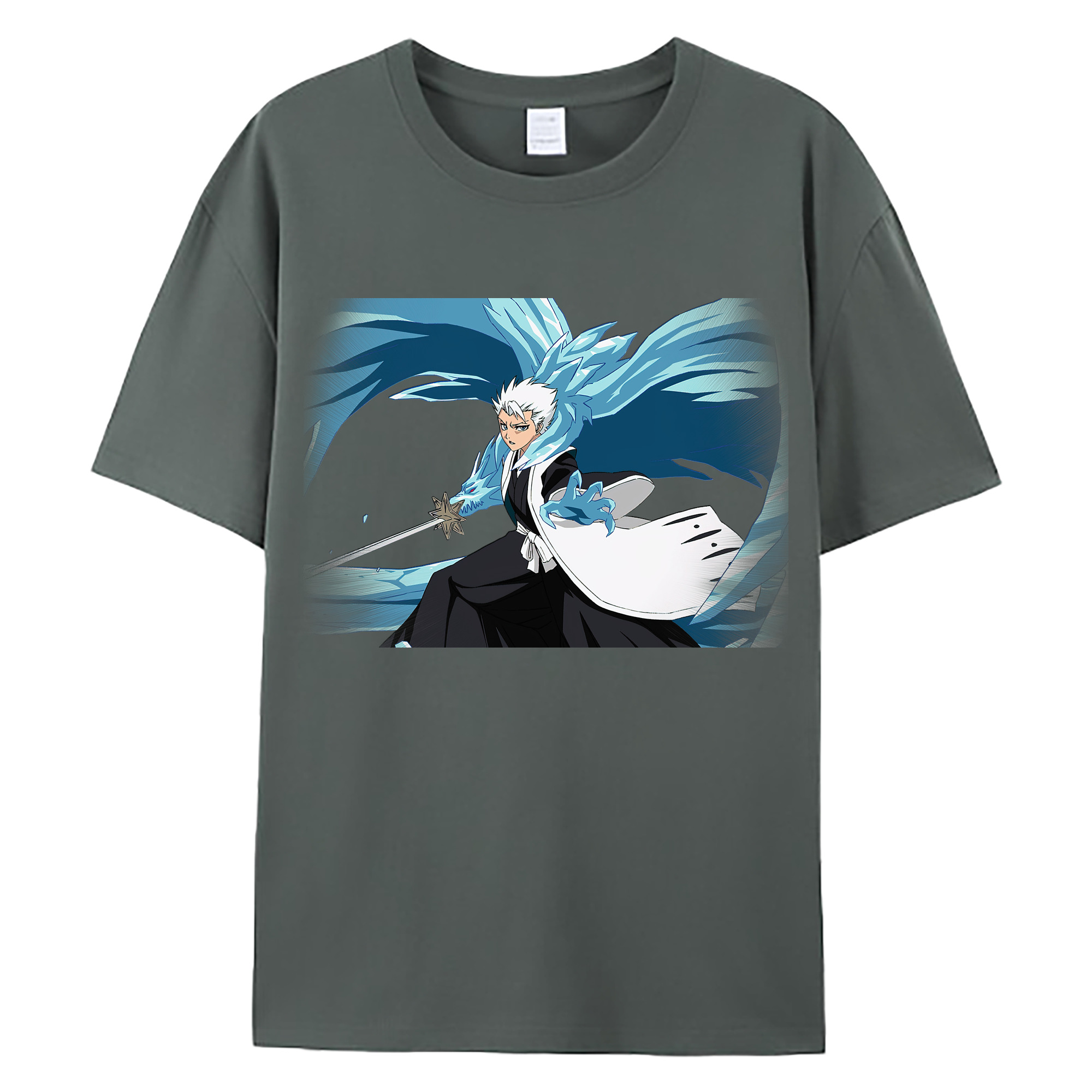 （画像用） ブリーチ 日番谷冬獅郎（ひつがや とうしろう） BLEACH Hitsugaya Toushirou 綿100％ メンズ半袖Tシャツ｜肌触りやわらか＆通気性